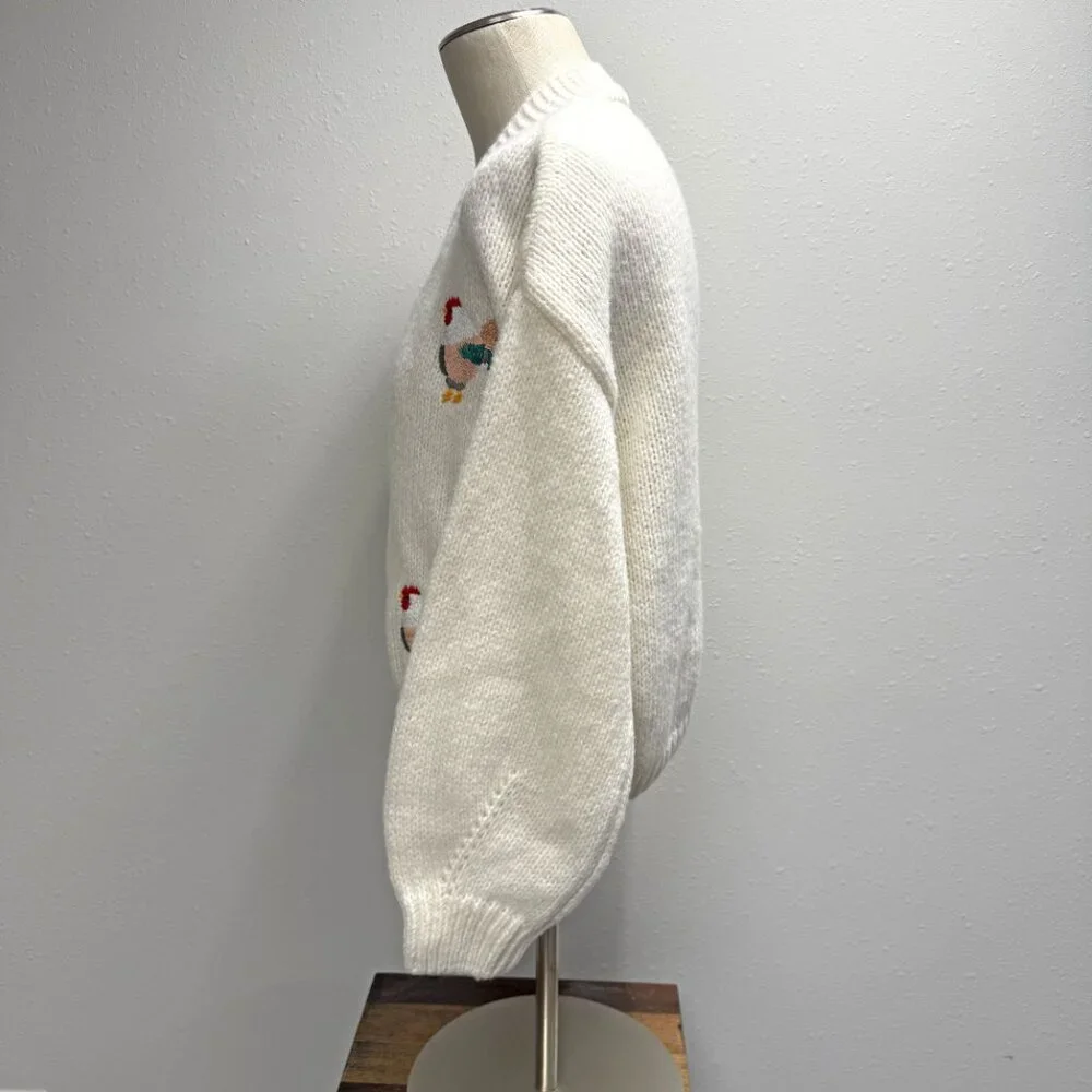Embroidered Chicken Cardigan Sweater - Picture 6 of 10